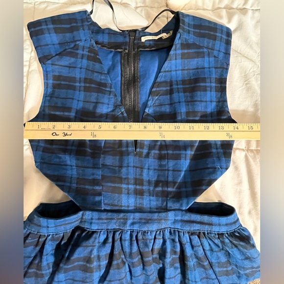 Mustard Seed Blue/ Black Plaid Dress Open Sides Size Small - Picture 8 of 10